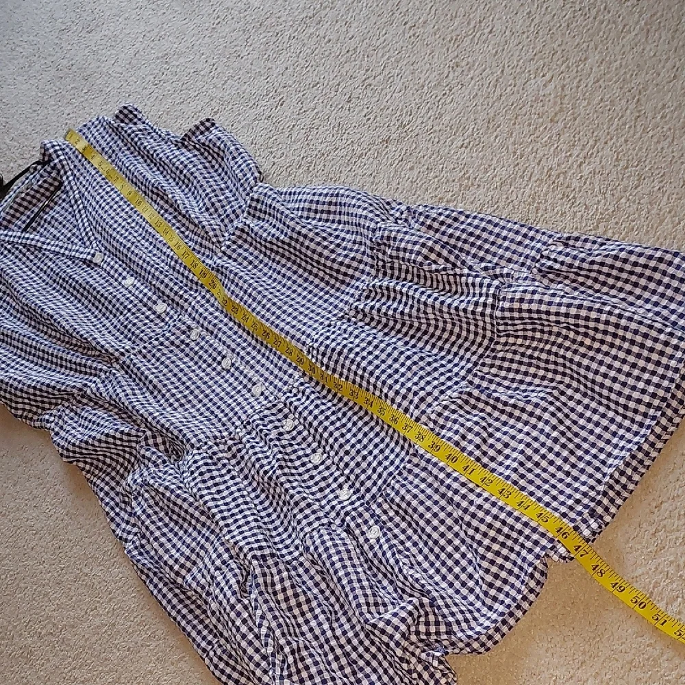 Melonie Blue and White Sleeveless Checkered Midi Dress Sz 20W - Picture 13 of 15